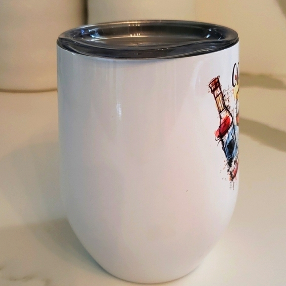 NWT 12oz Metal Wine Tumbler w/ Lid "Corks Are For Quitters" Graphic - Picture 4 of 8